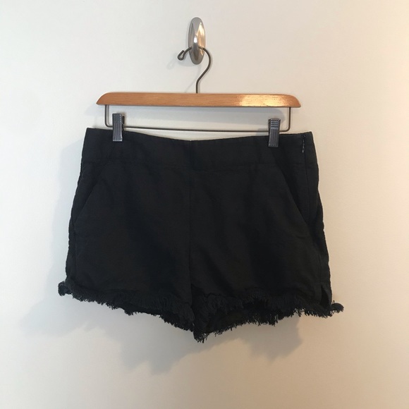 LOFT Pants - Ann Taylor LOFT Frayed Hem Black Riviera Shorts 4